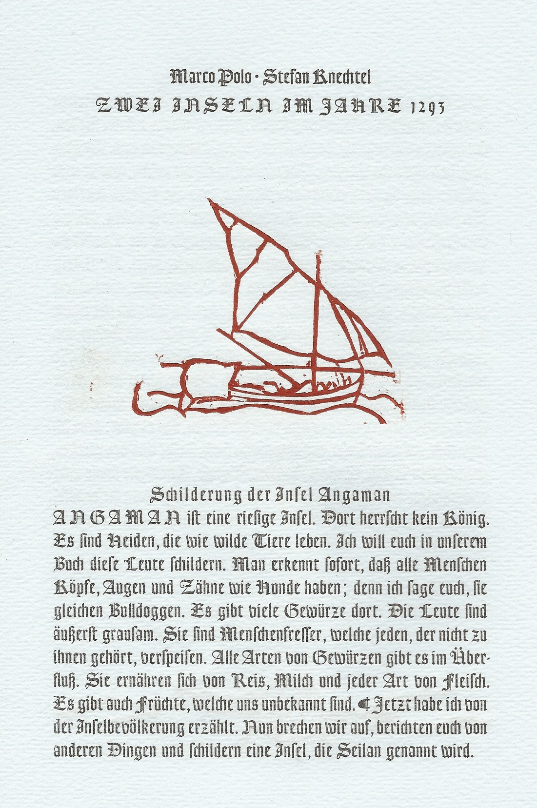 Marco Polo. Zwei Inseln im Jahre 1293. [Erstdruck]