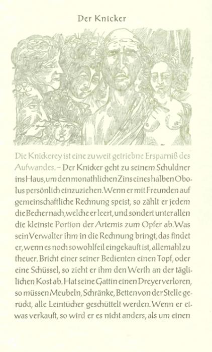 Theophrast. Der Knicker.